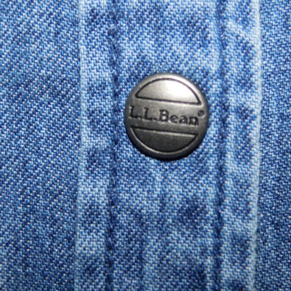 LL Bean Womens 14 Snap Front Blue Denim short sleeve Midi Dress - Picture 7 of 10